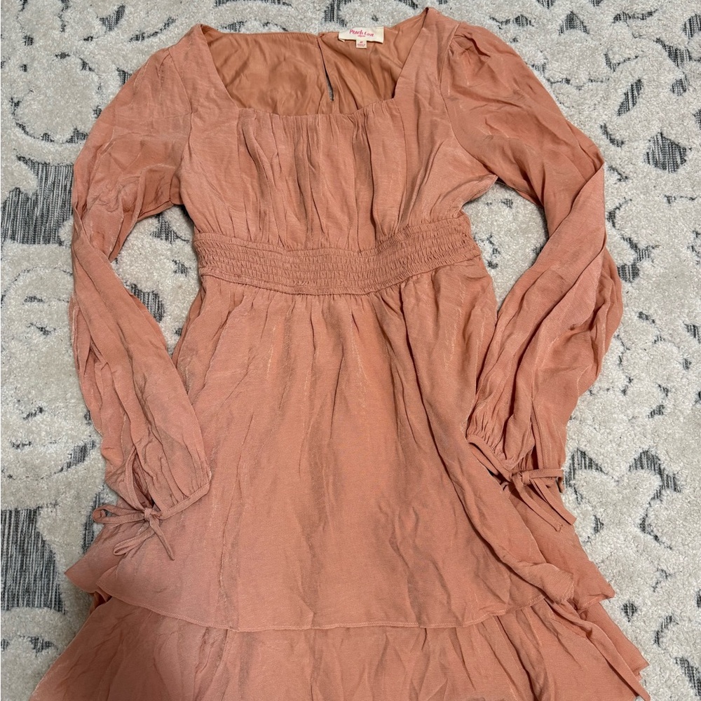 Peach Love California Long Sleeve mini dress - BOUTIQUE
